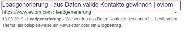 Screenshot aus Google Suche für ein Beispiel H1